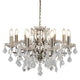 Paris 8 Light Antique Brass Crystal Chandelier Ceiling Light