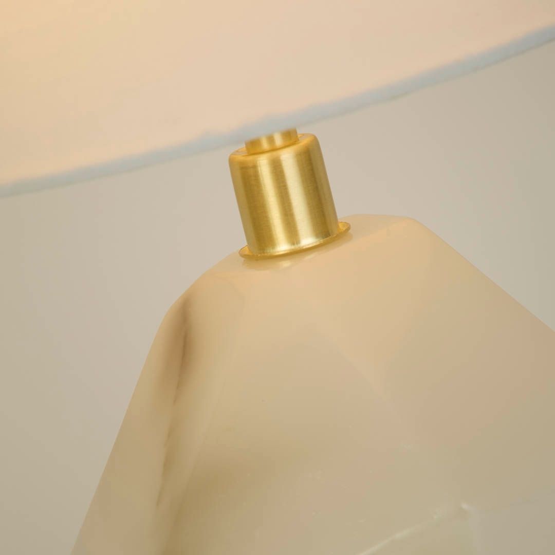Apex Satin Brass & White Table Lamp