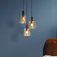 Sweden 3 Light Brown & Amber Glass Pendant Ceiling Light