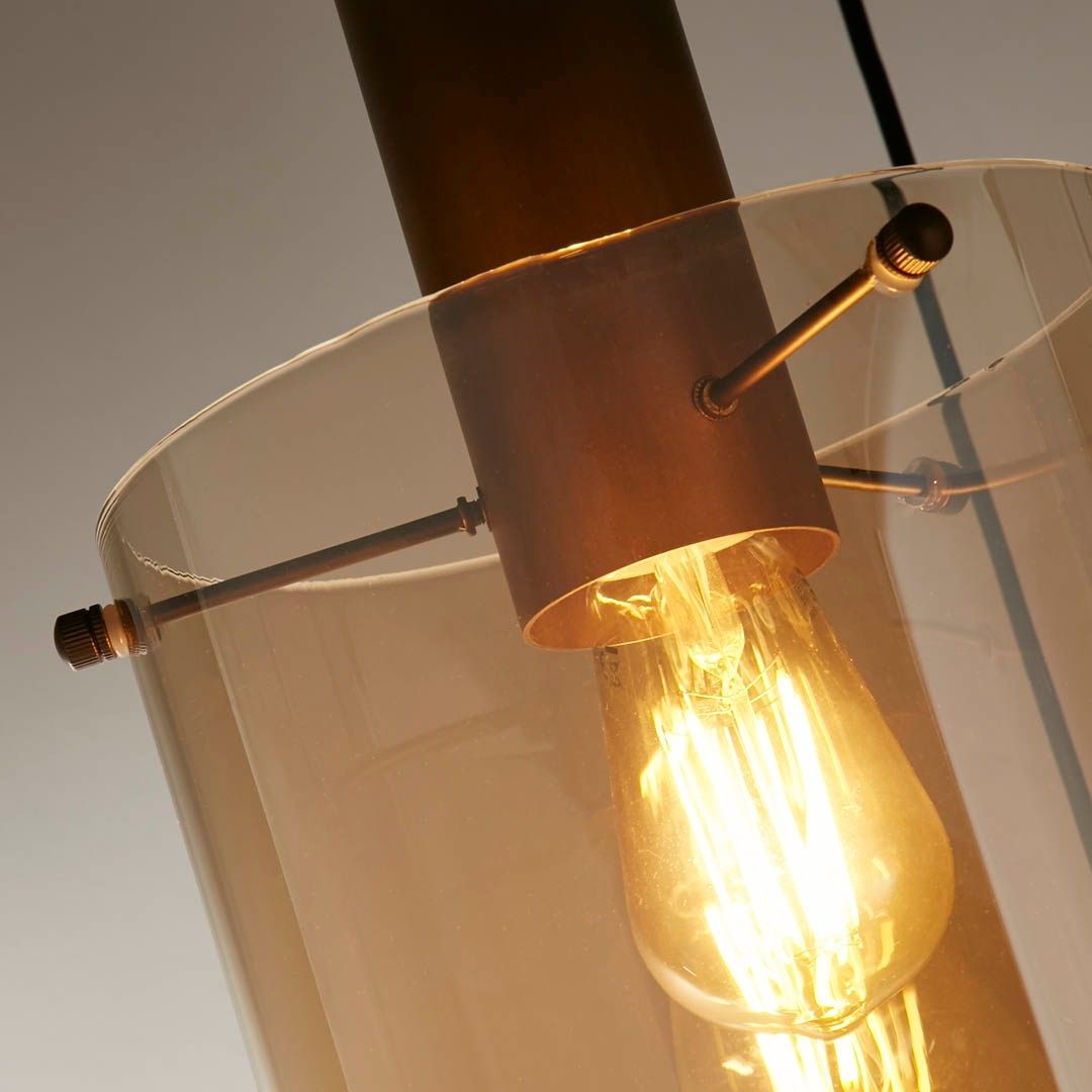 Sweden 3 Light Brown & Amber Glass Pendant Ceiling Light