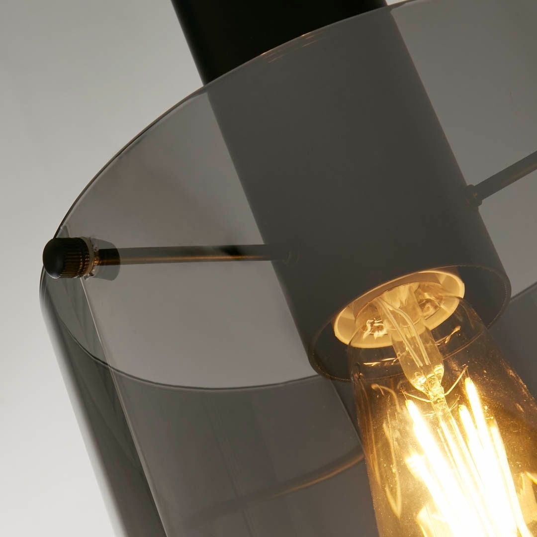 Sweden 4 Light Black & Smoked Glass Ceiling Pendant Bar