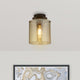 Sweden 1 Light Brown & Amber Glass Flush Ceiling Light