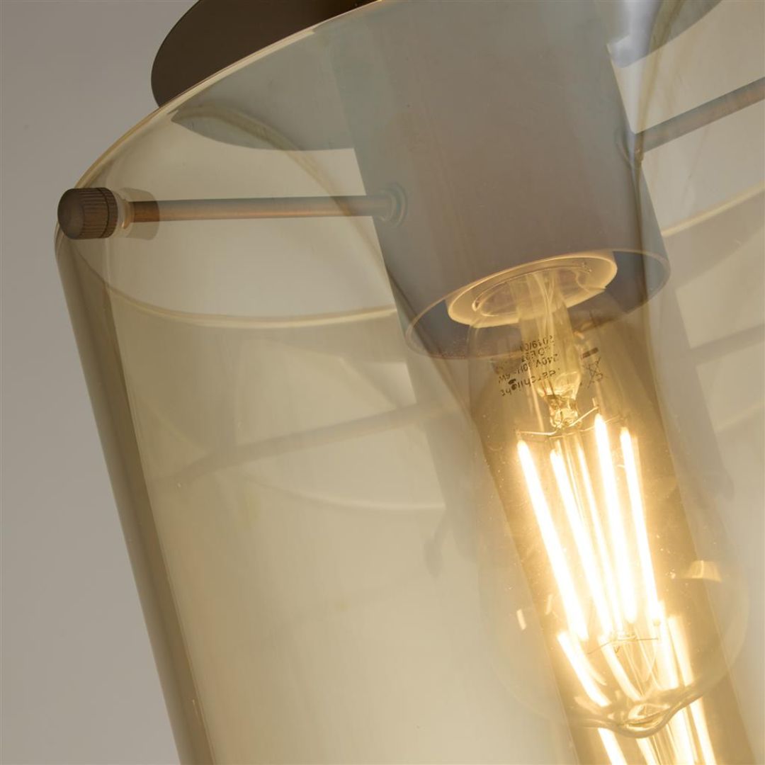 Sweden 1 Light Brown & Amber Glass Flush Ceiling Light