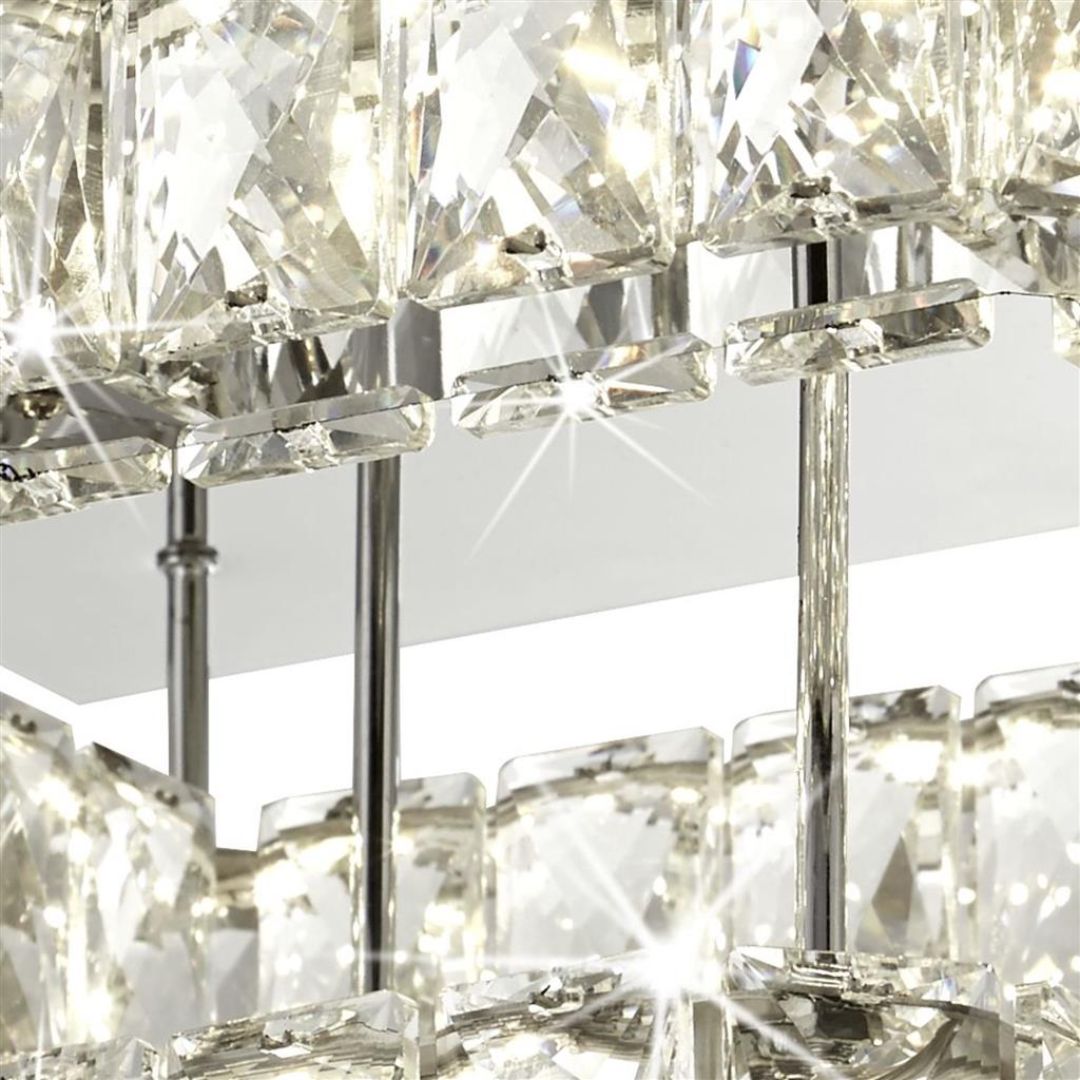 Clover 2 Tier Polished Chrome and Crystal LED Flush Ceiling Light