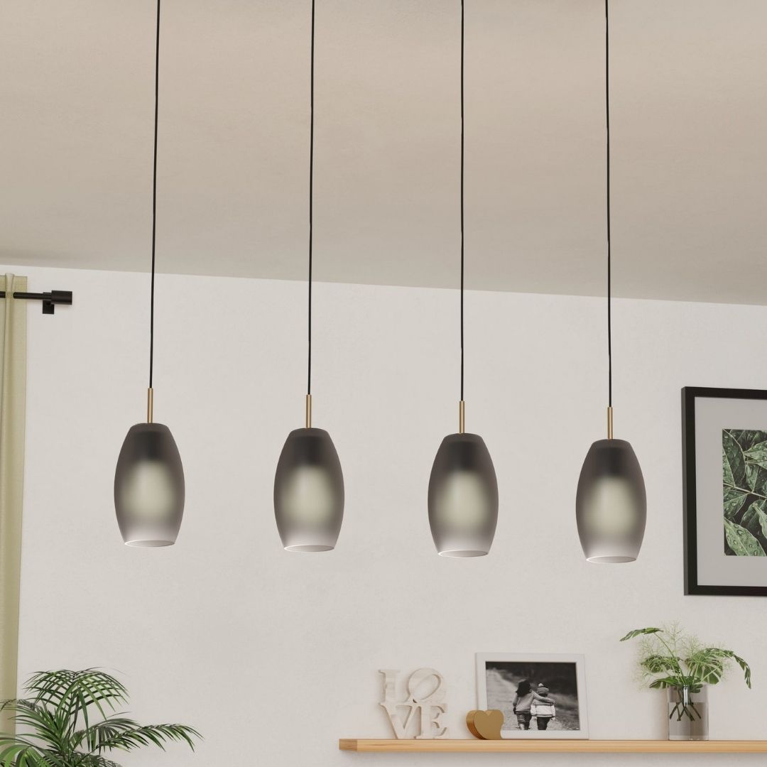 Batista Grey Glass Multi-Light Pendant Bar