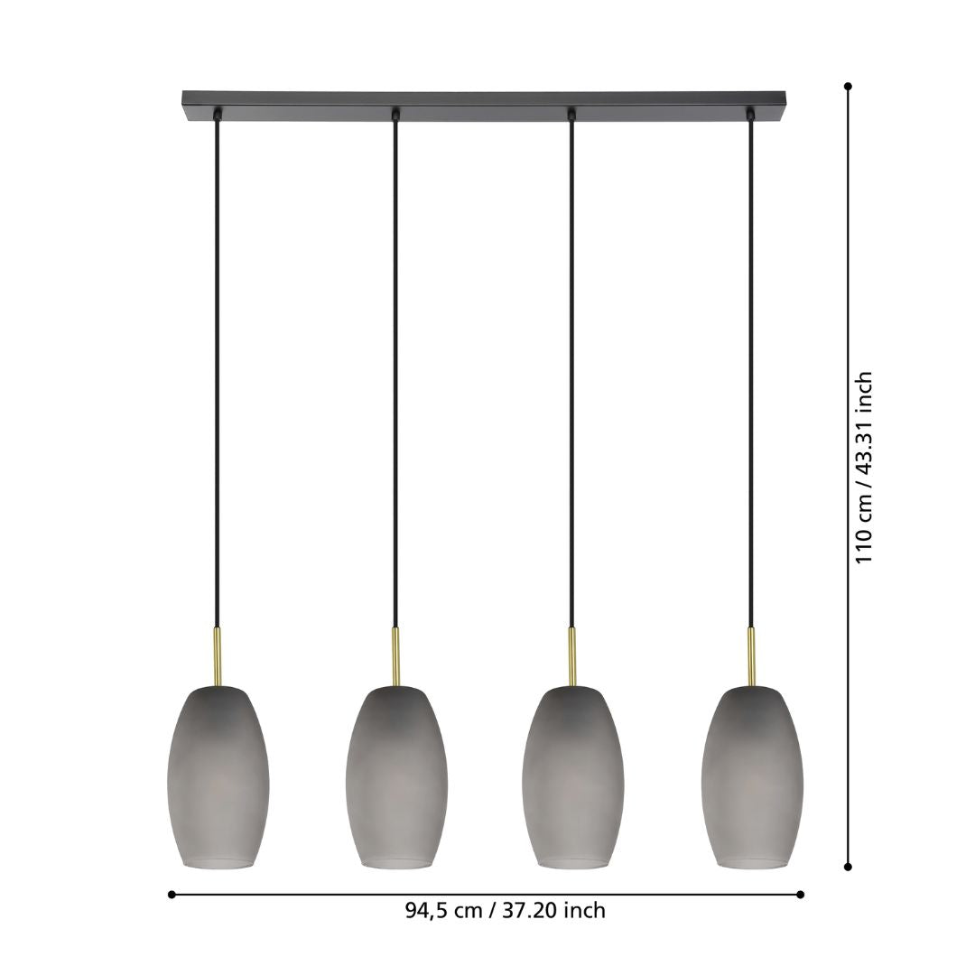 Batista Grey Glass Multi-Light Pendant Bar