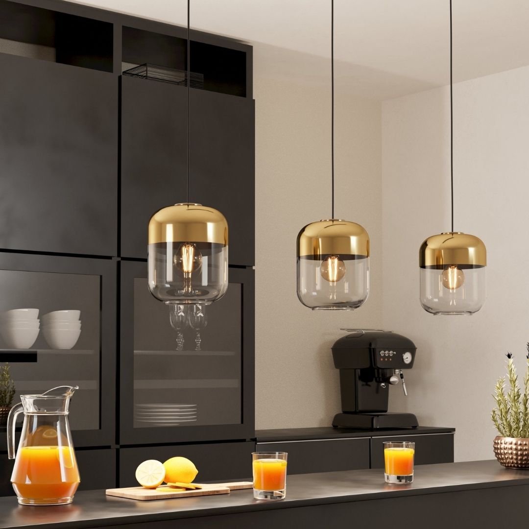Maryvilla Glass and Gold Multi-Light Pendant Bar