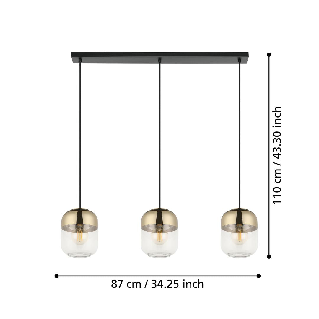 Maryvilla Glass and Gold Multi-Light Pendant Bar