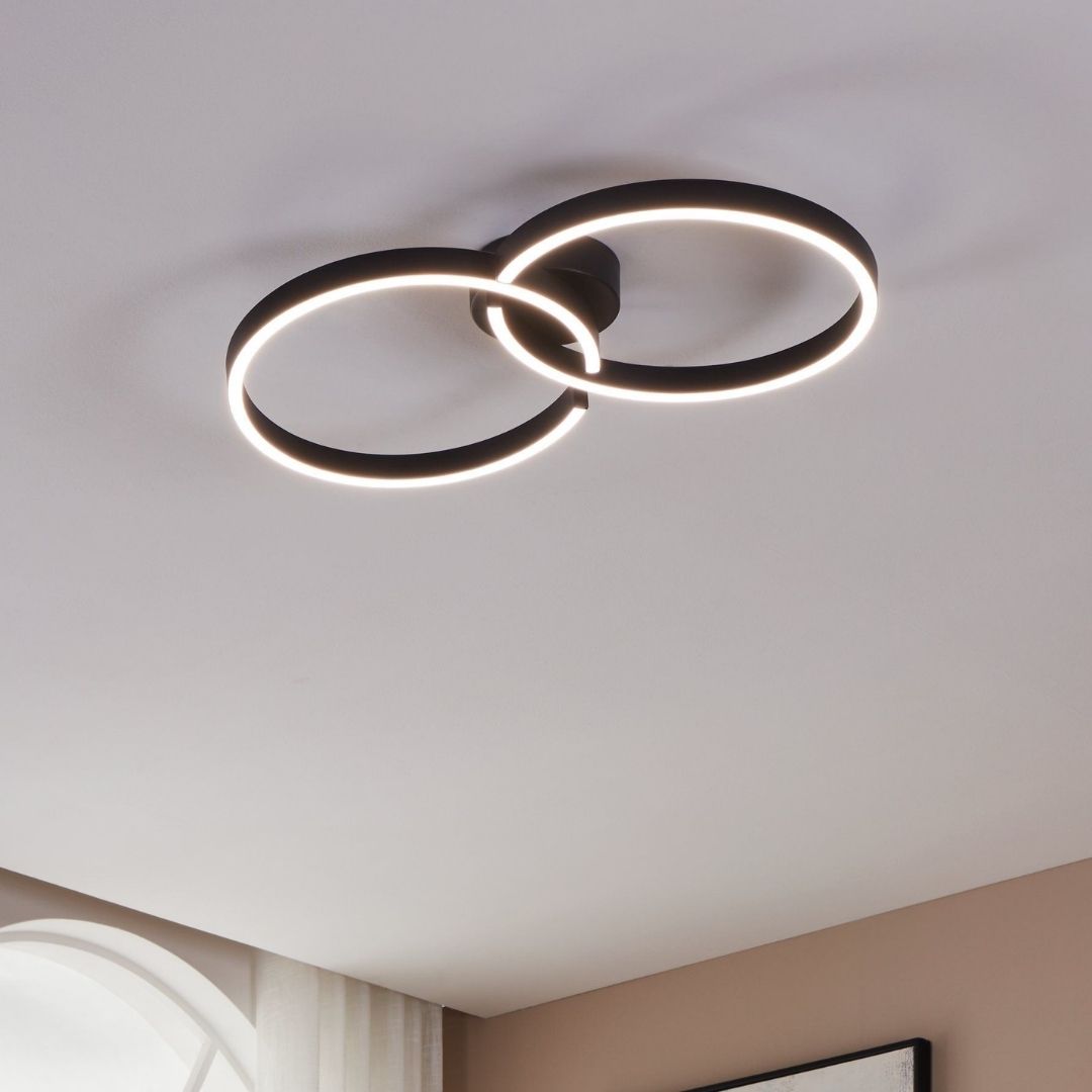 Amandolo Colour Changing LED Black Flush Ceiling Light