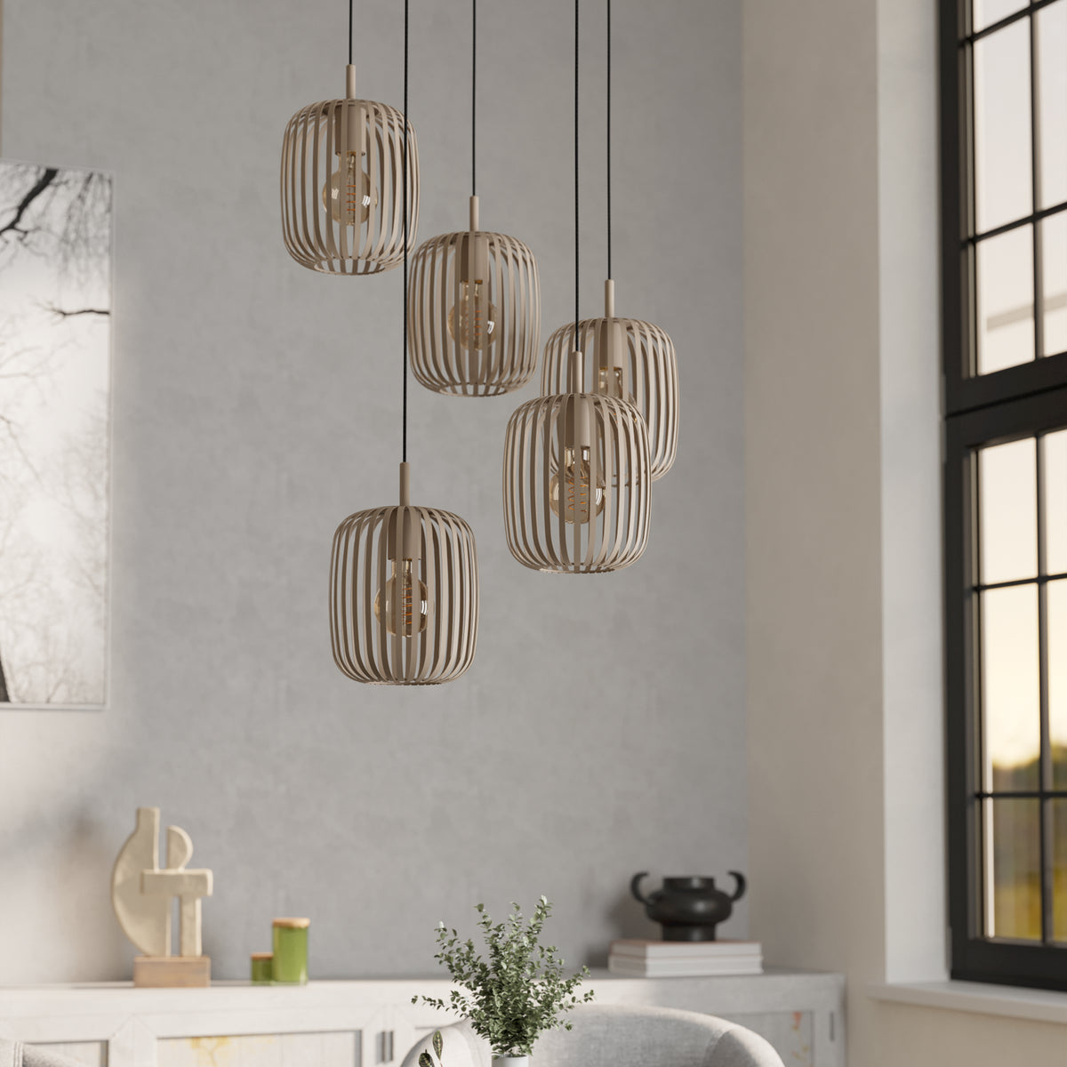 Romazzina 5-Light Natural Ceiling Pendant