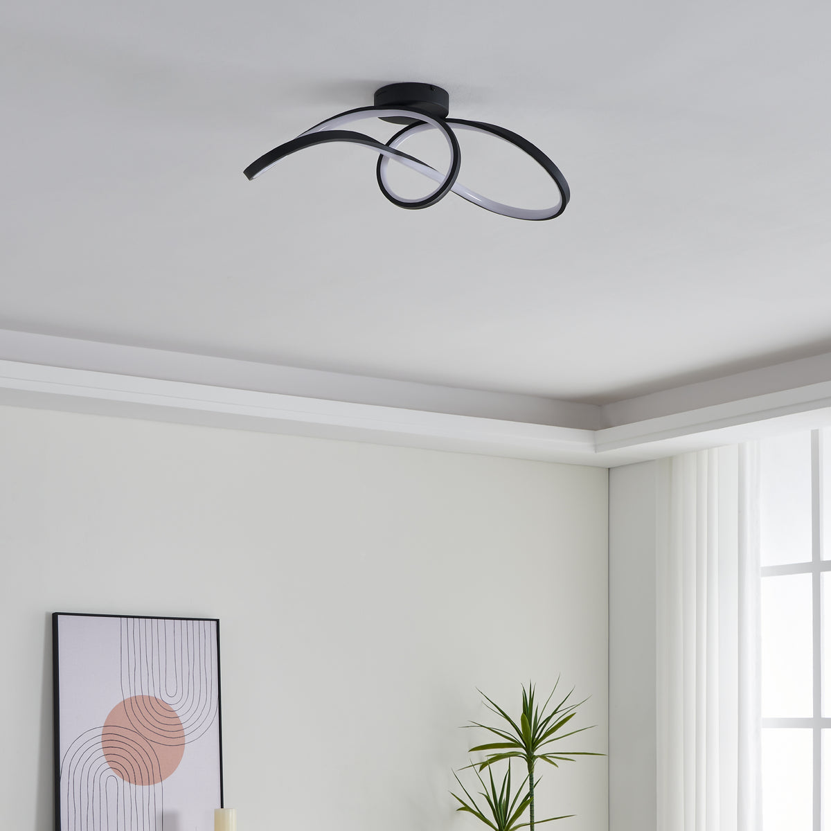 Calarossa-z Black LED Semi-Flush Ceiling Light