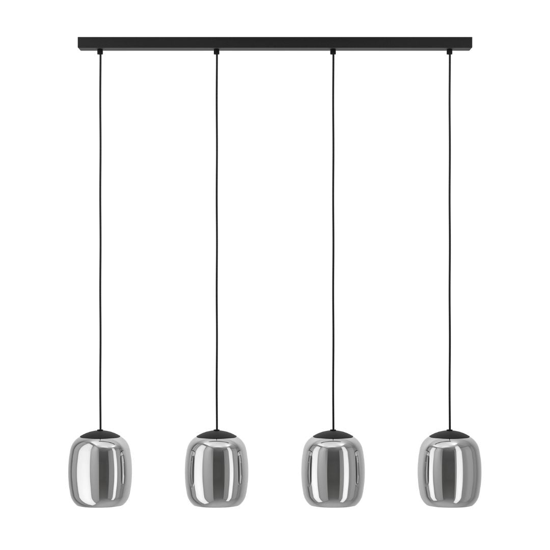 Ciampino 4 Light Black & Glass Pendant Ceiling Bar