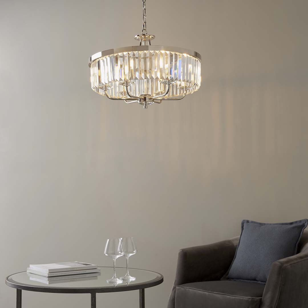 Yasmin 6 Light Nickel Pendant Ceiling Light