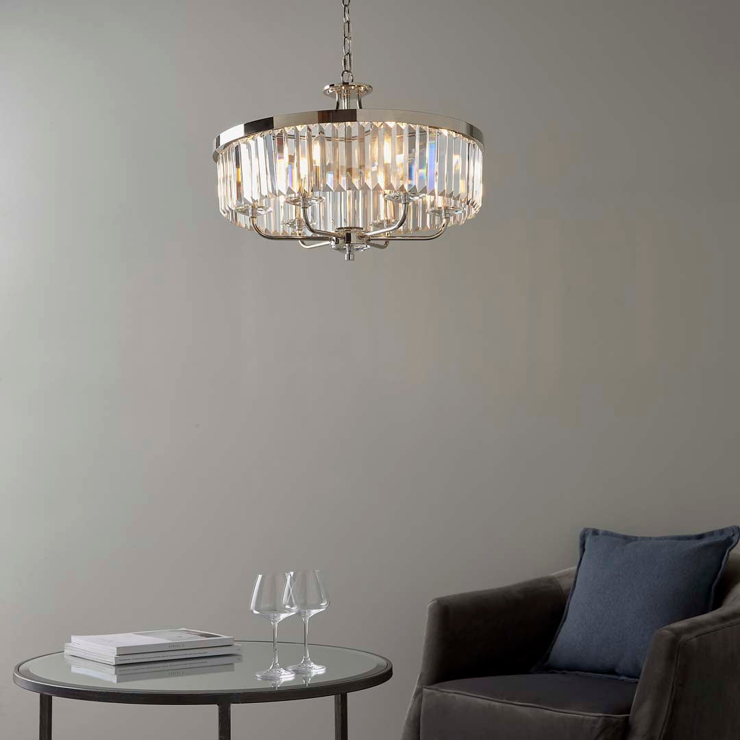 Yasmin 6 Light Nickel Pendant Ceiling Light