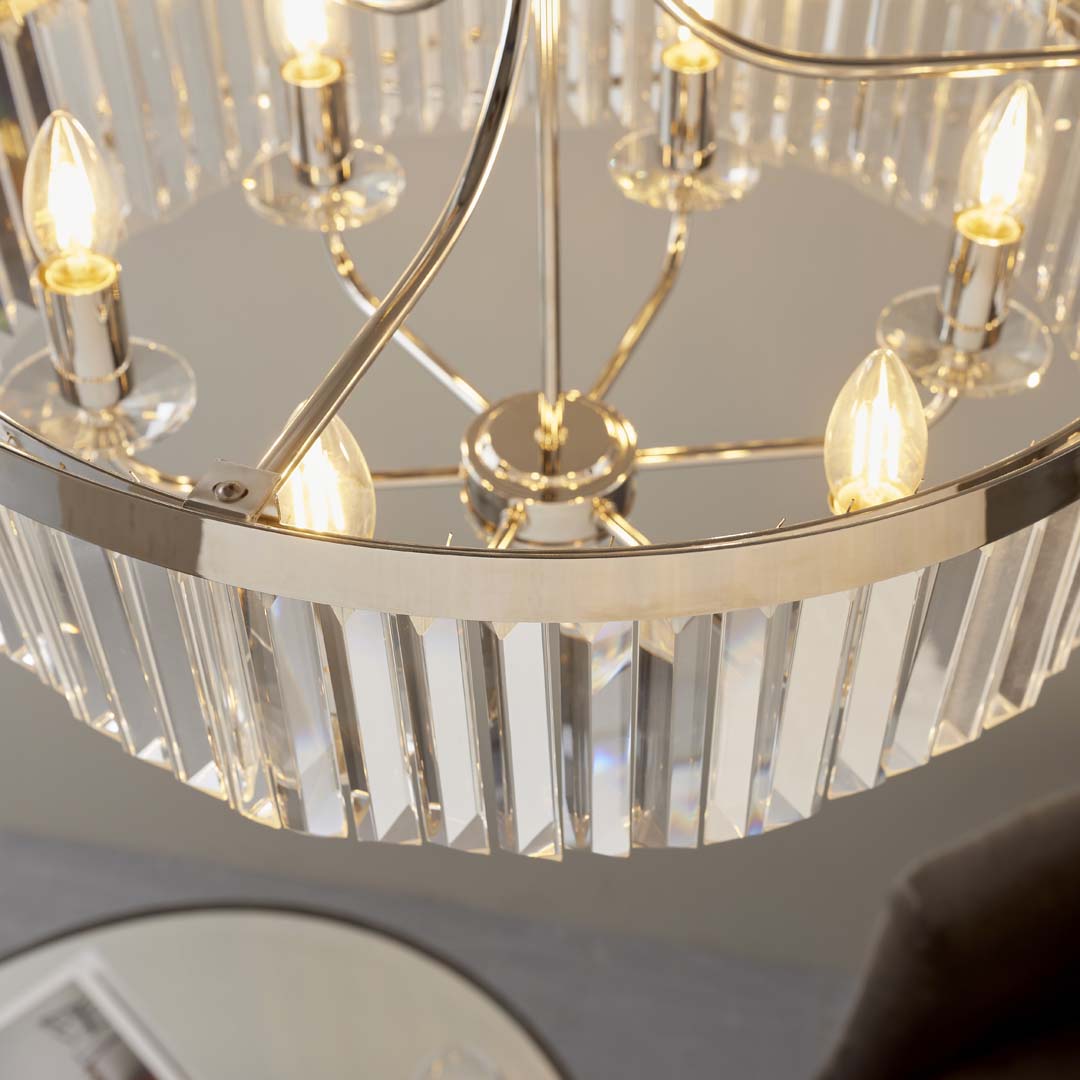 Yasmin 6 Light Nickel Pendant Ceiling Light