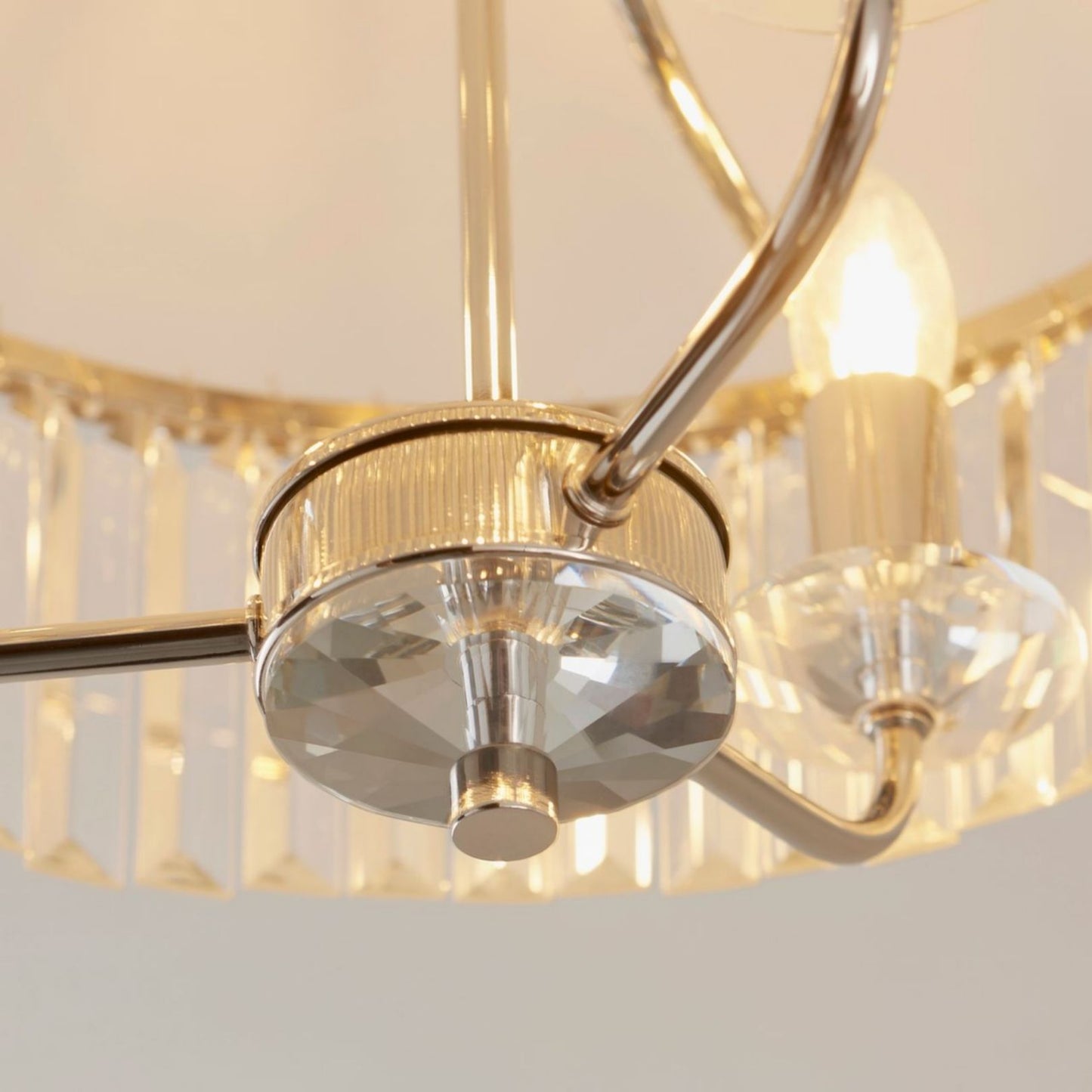 Chesterfield 3 Light Silver & Glass Semi Flush Ceiling Light