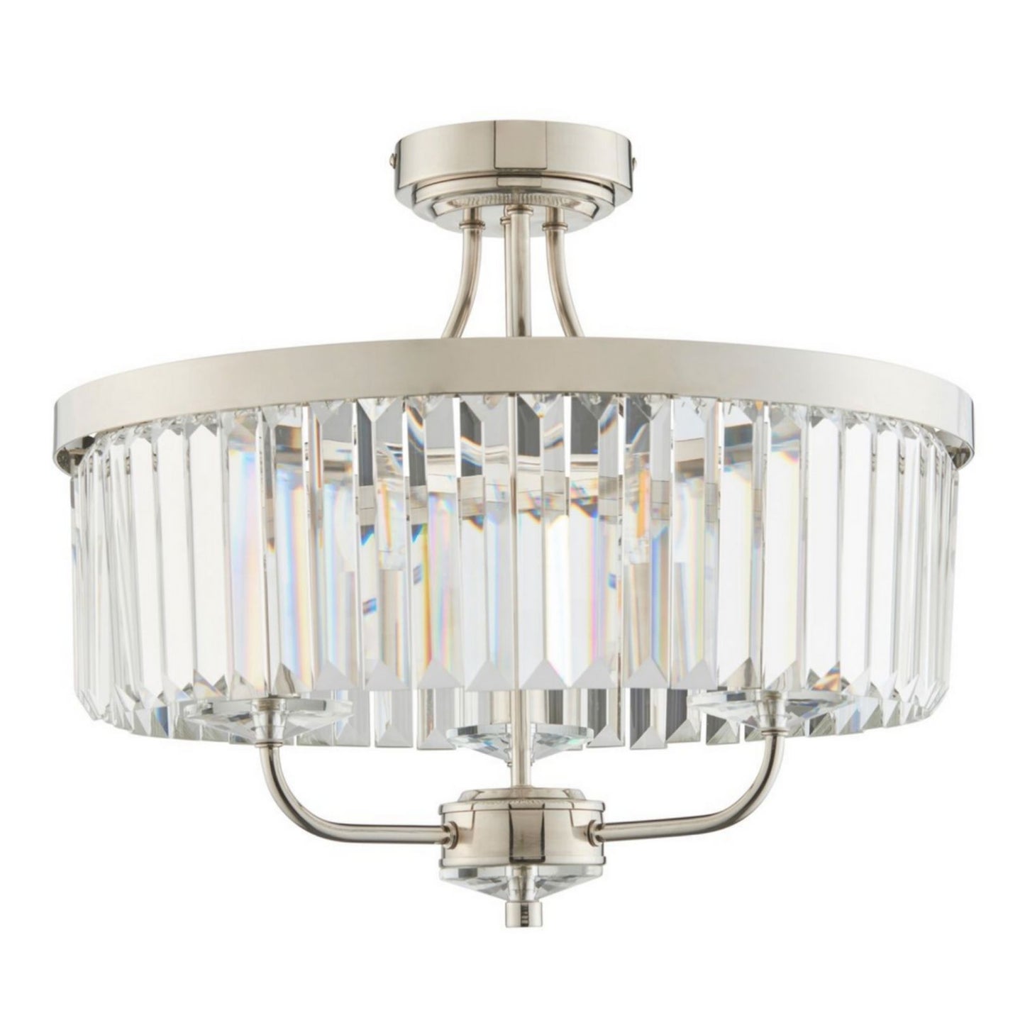 Chesterfield 3 Light Silver & Glass Semi Flush Ceiling Light