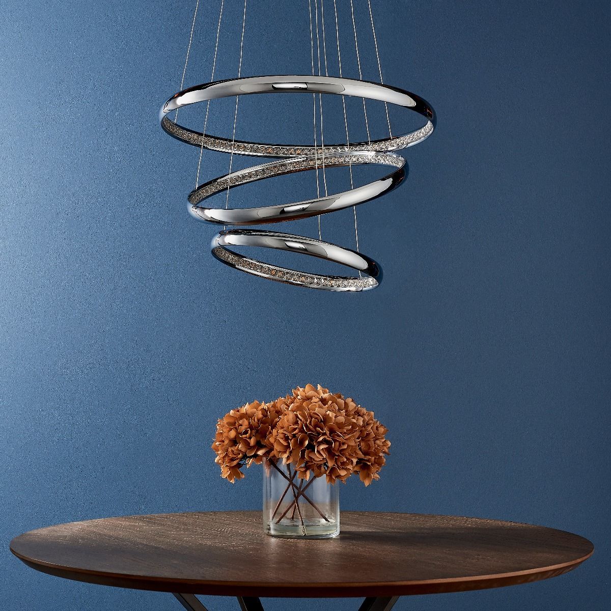 Ozias Small LED Polished Chrome Crystal Ceiling Pendant