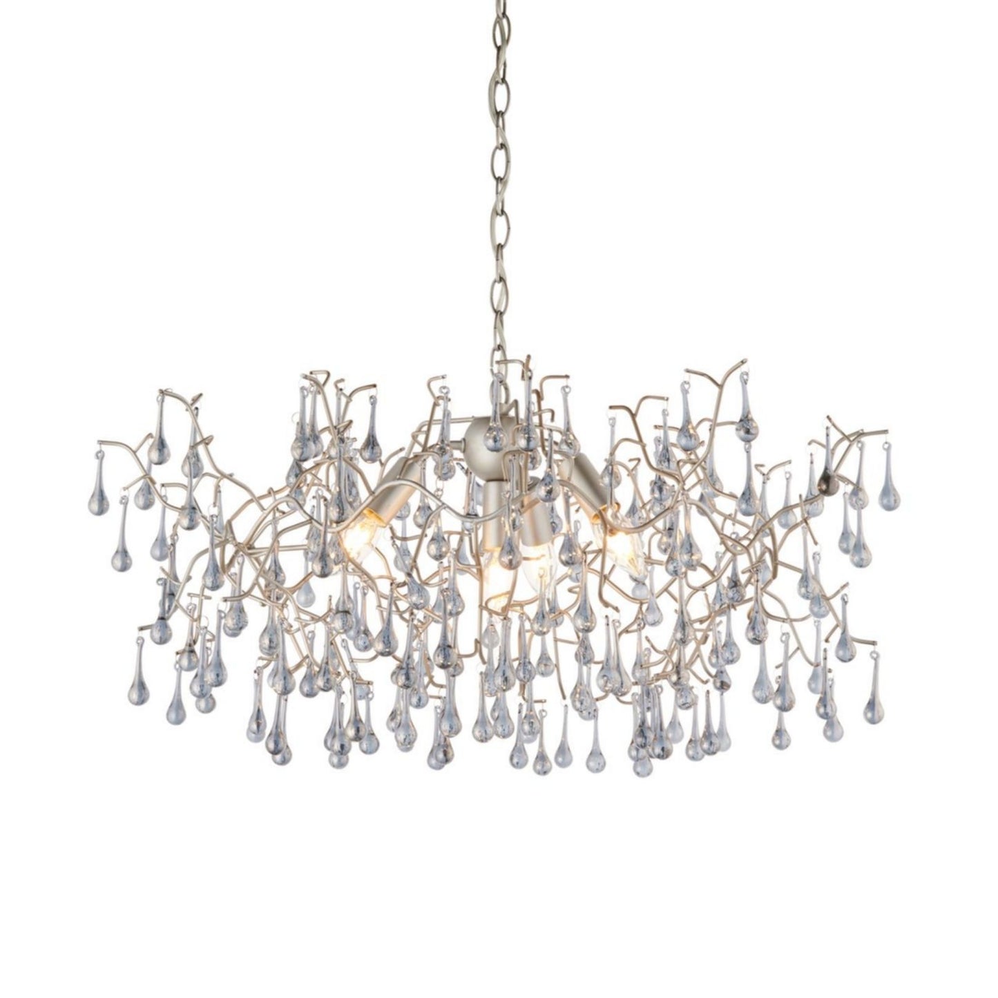 Nightingale 4 Light Silver & Glass Pendant Ceiling Light