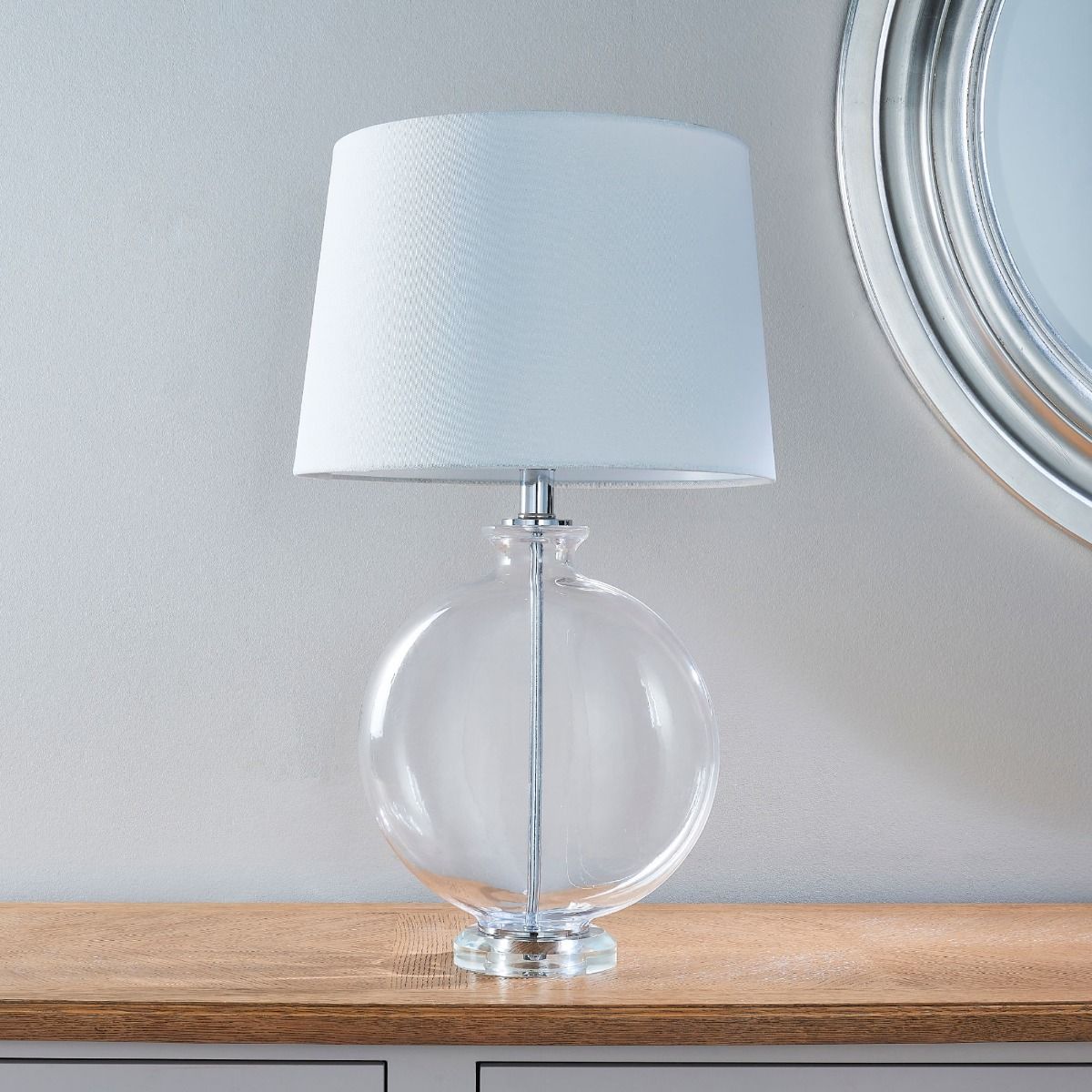 Gideon White & Clear Glass Table Lamp