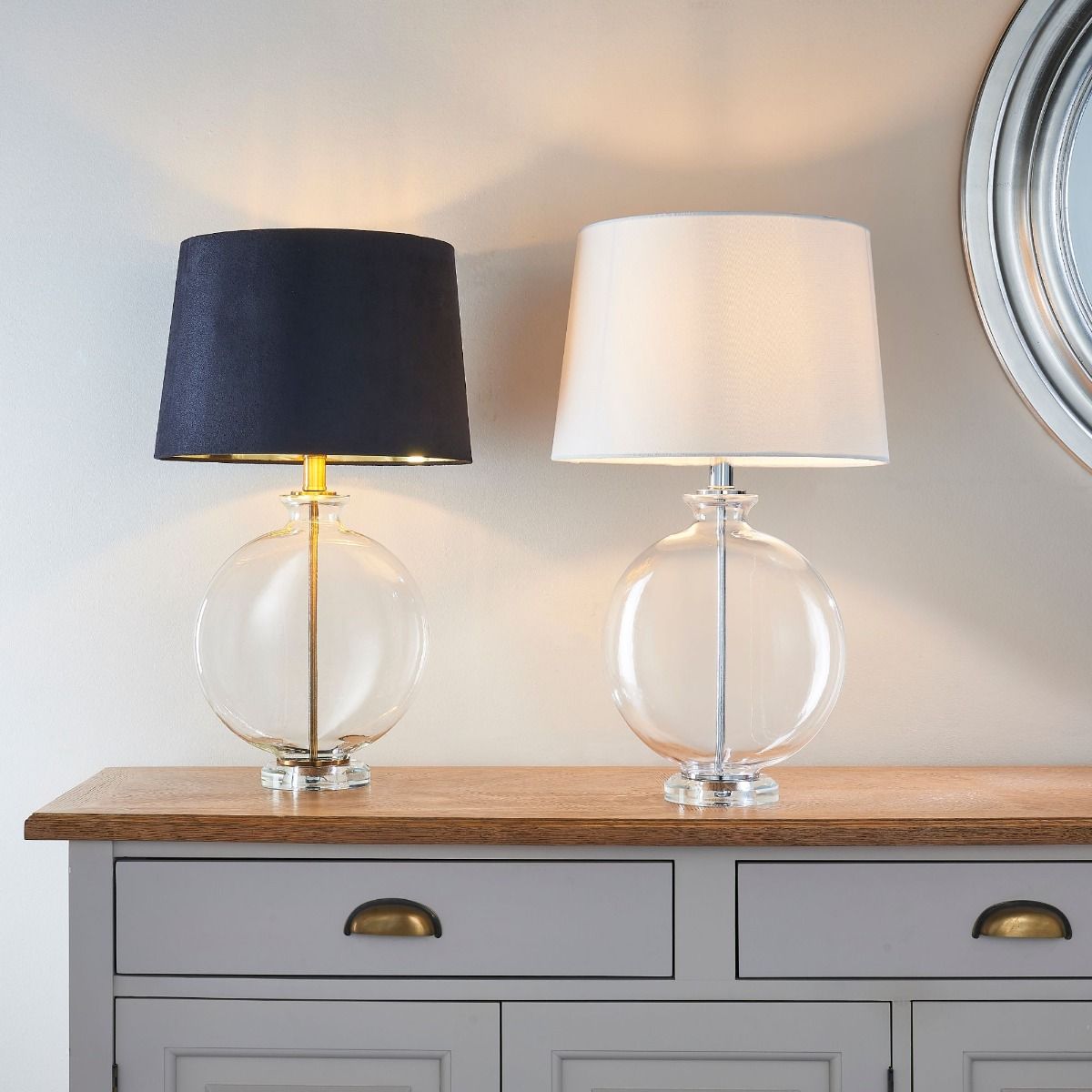 Gideon White & Clear Glass Table Lamp