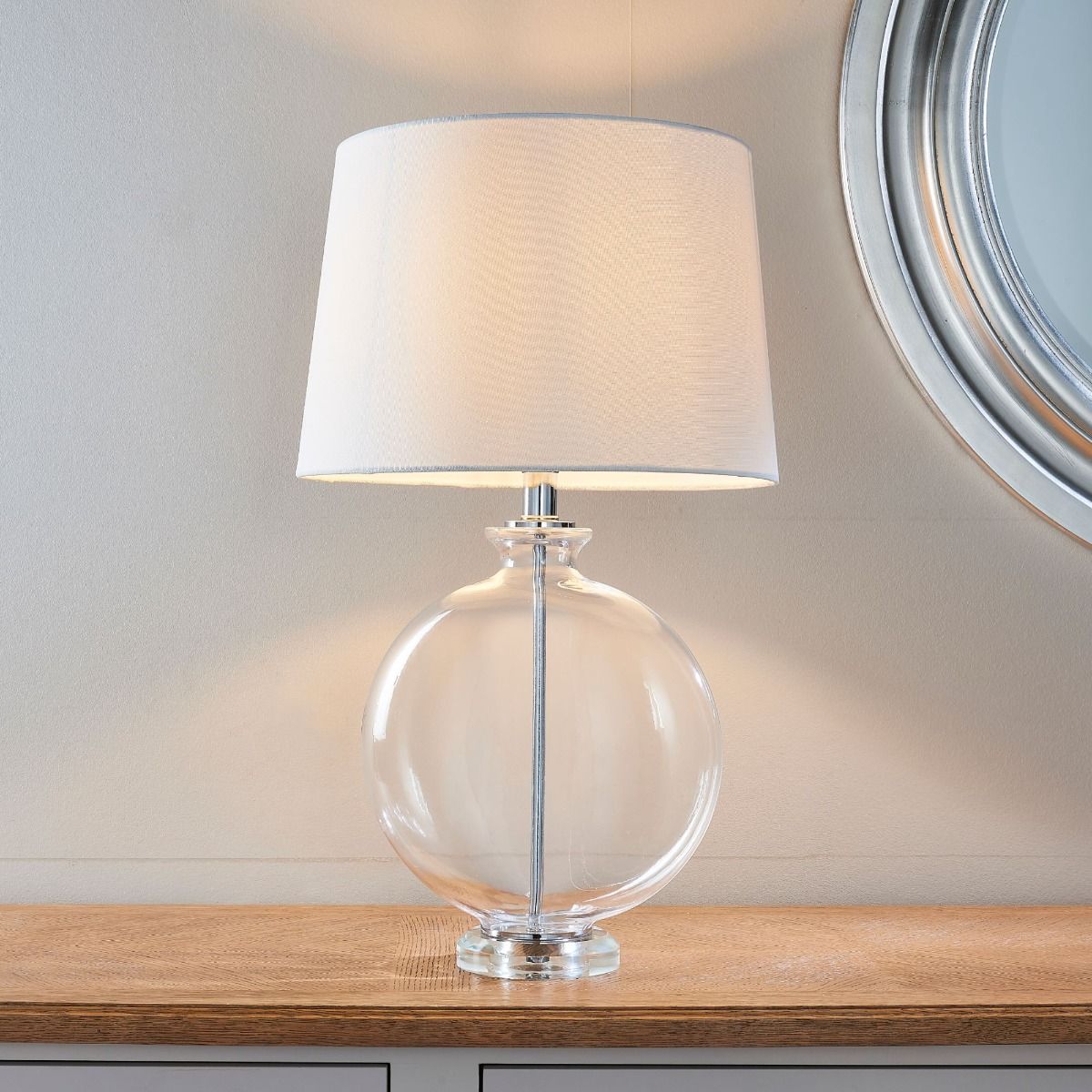 Gideon White & Clear Glass Table Lamp