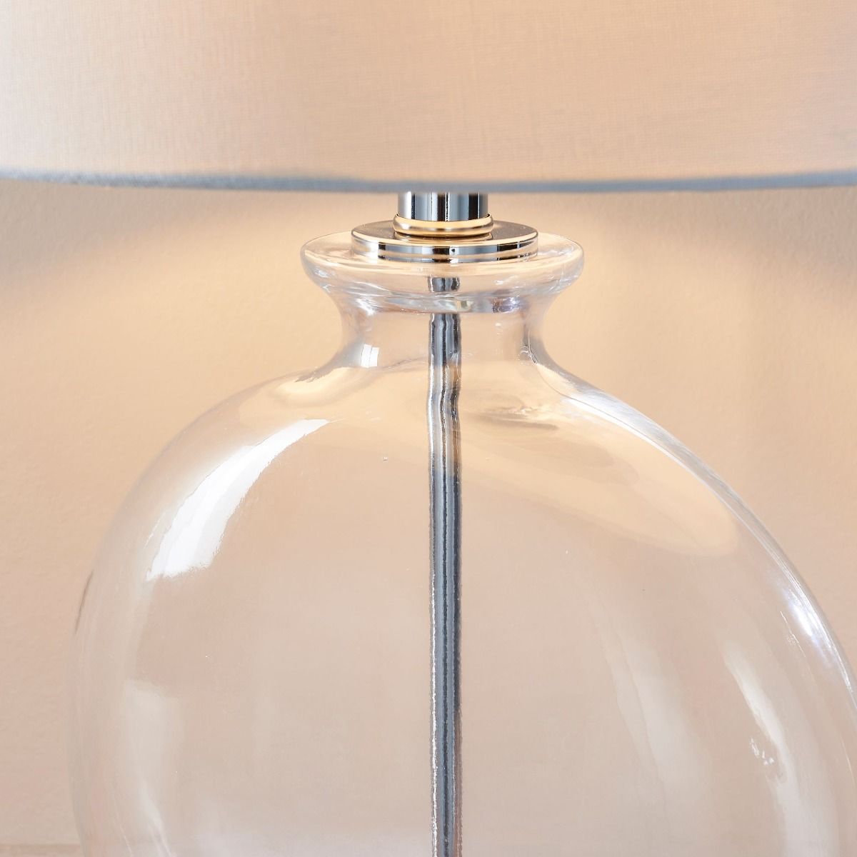 Gideon White & Clear Glass Table Lamp
