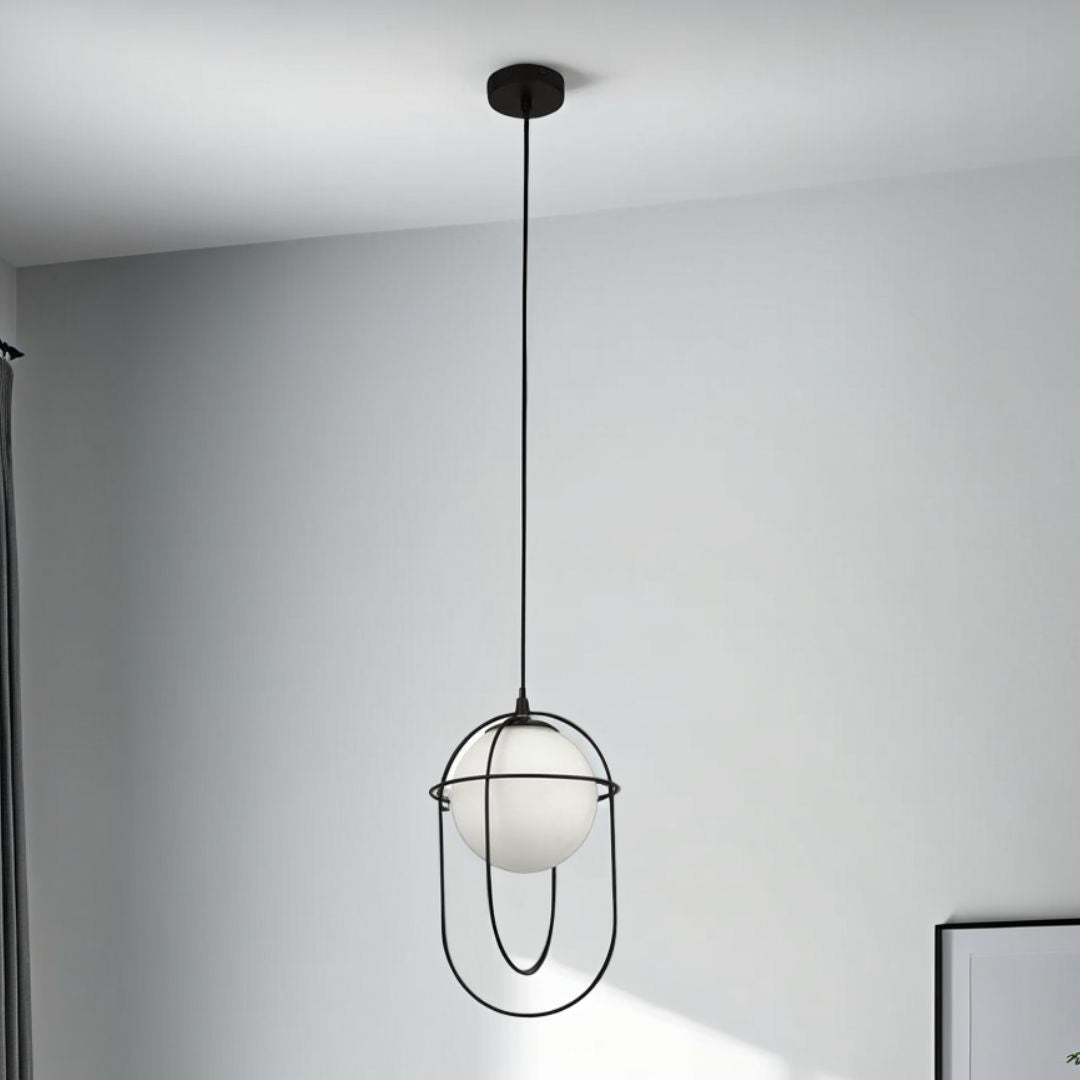 Axis Black and Opal Glass Pendant Ceiling Light