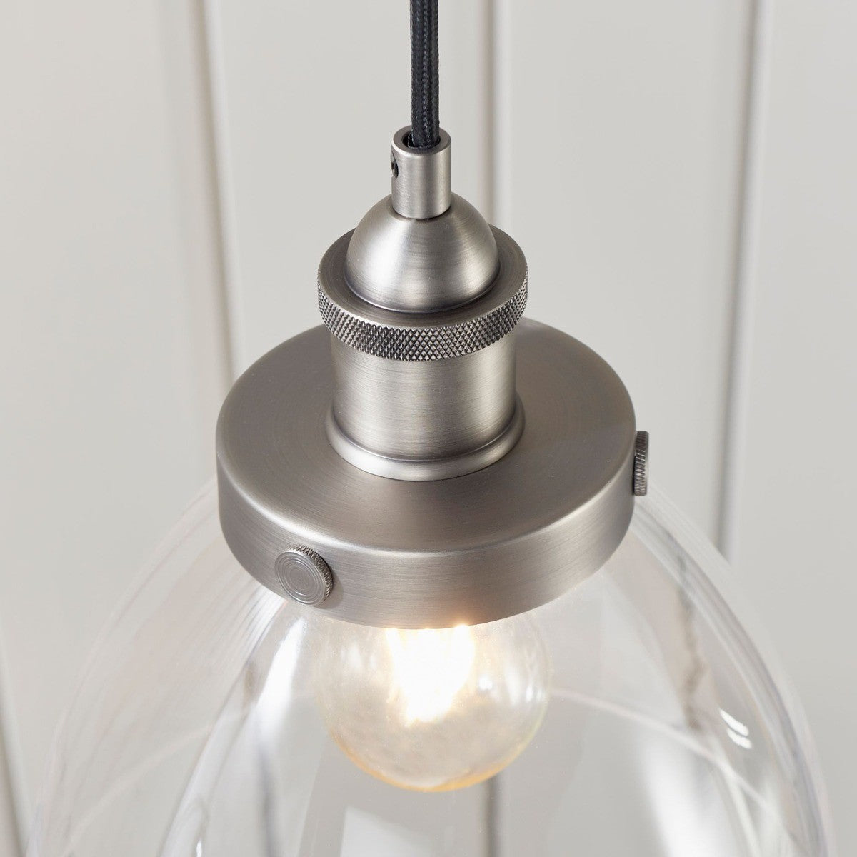 Hansen Brushed Silver and Glass Ceiling Pendant