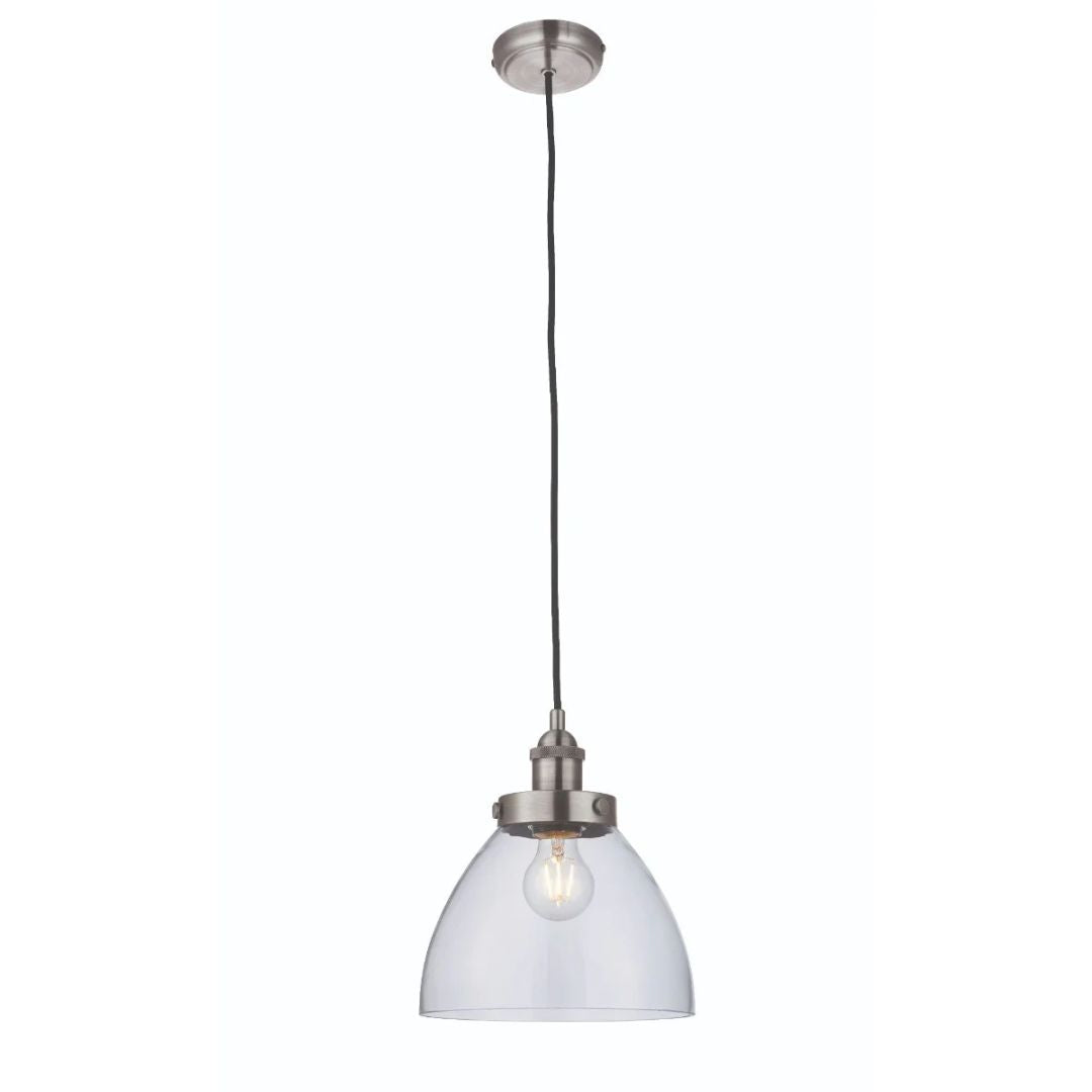 Hansen Brushed Silver and Glass Ceiling Pendant