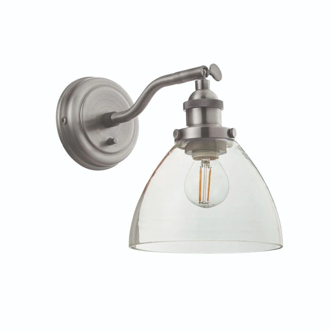 Hansen Brushed Silver and Glass Wall Light