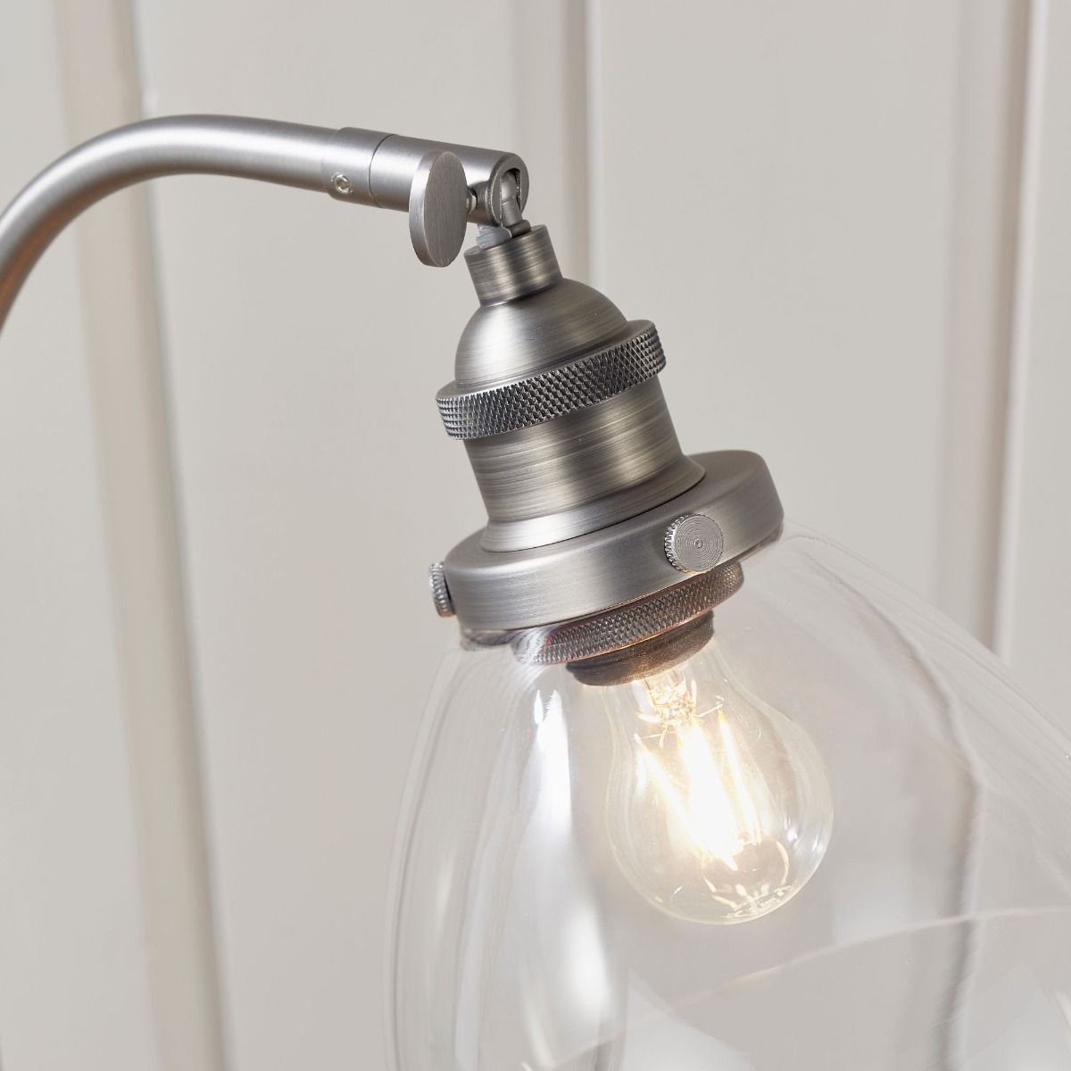 Hansen Brushed Silver and Glass Table Lamp