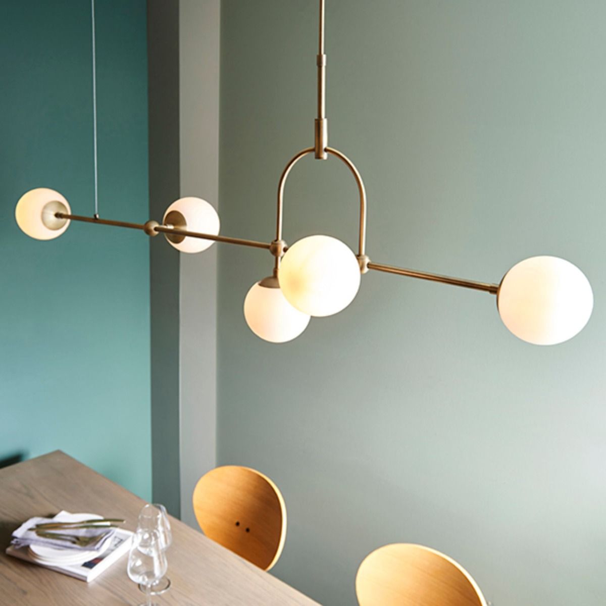 Pilar 5 Light Brass Ceiling Light