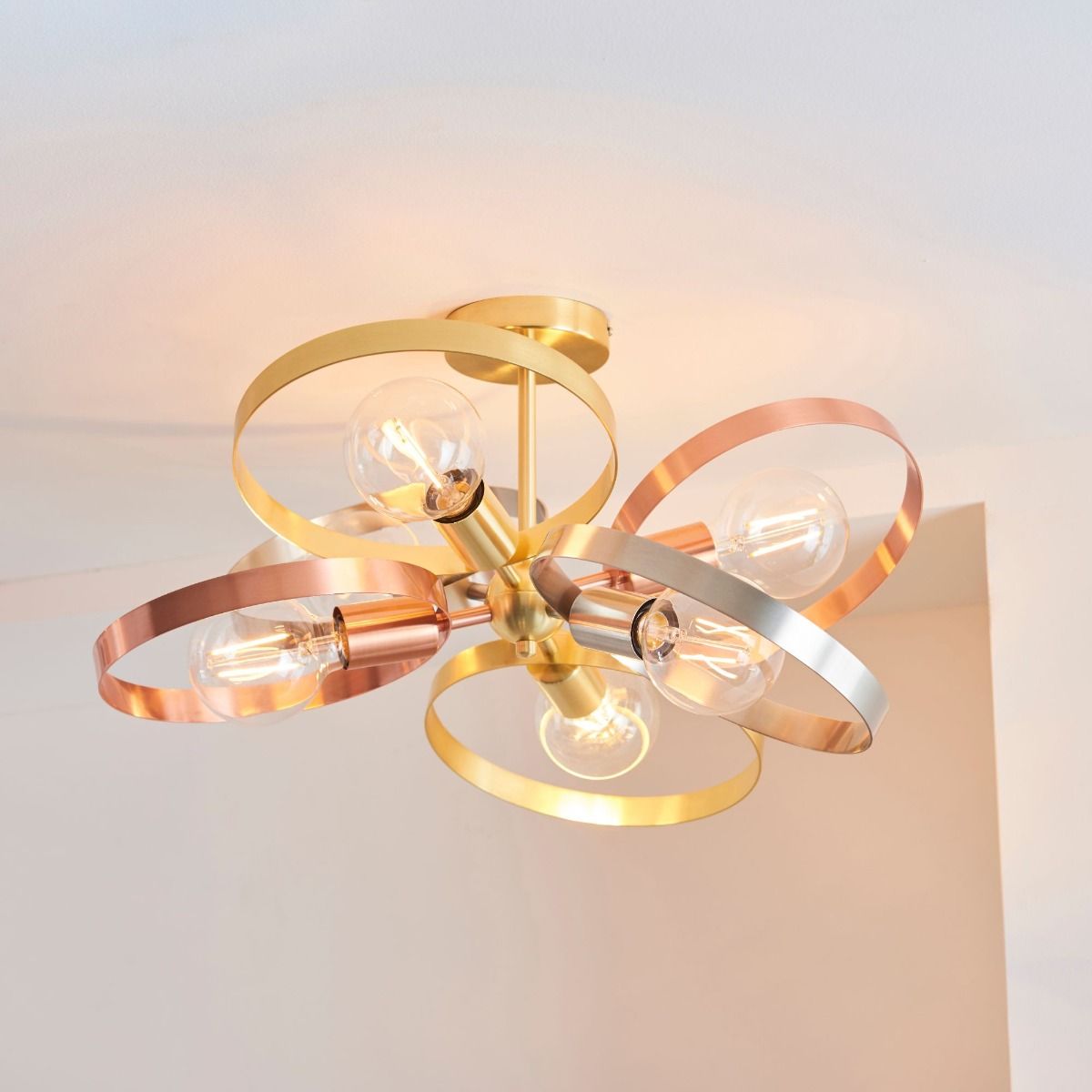 Hoop 6 Light Semi Flush Trio Ceiling Light