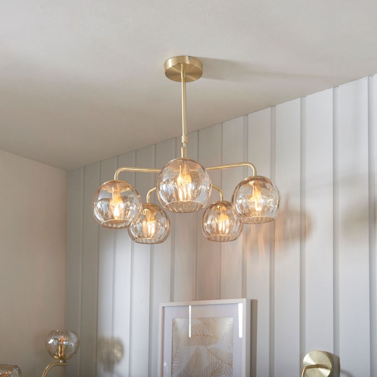Dimple 5 Light Satin Brass Ceiling Pendant