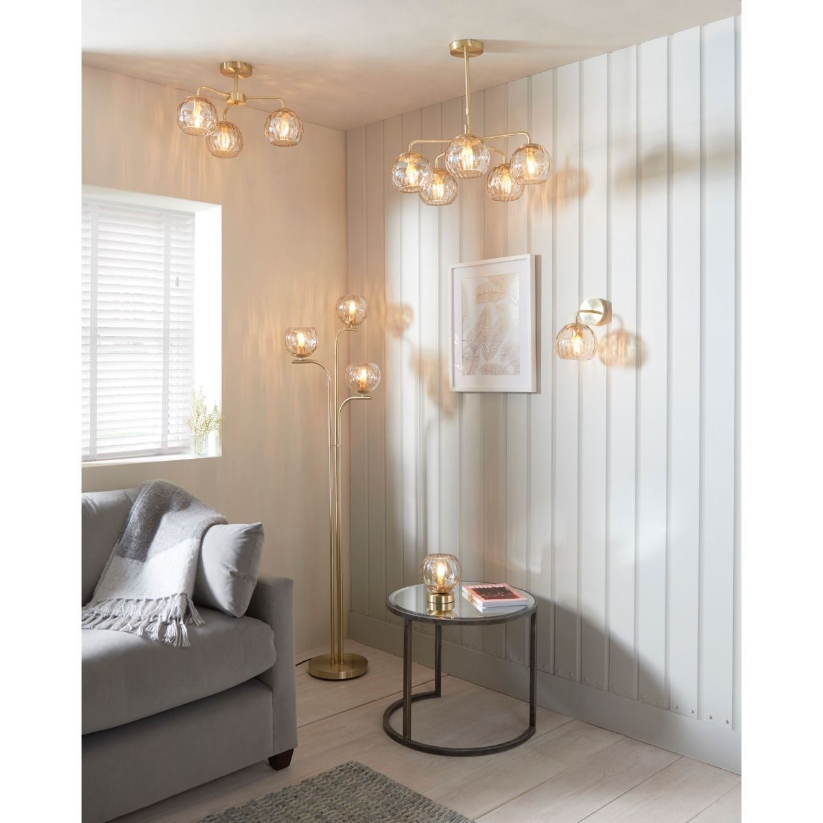 Dimple 5 Light Satin Brass Ceiling Pendant