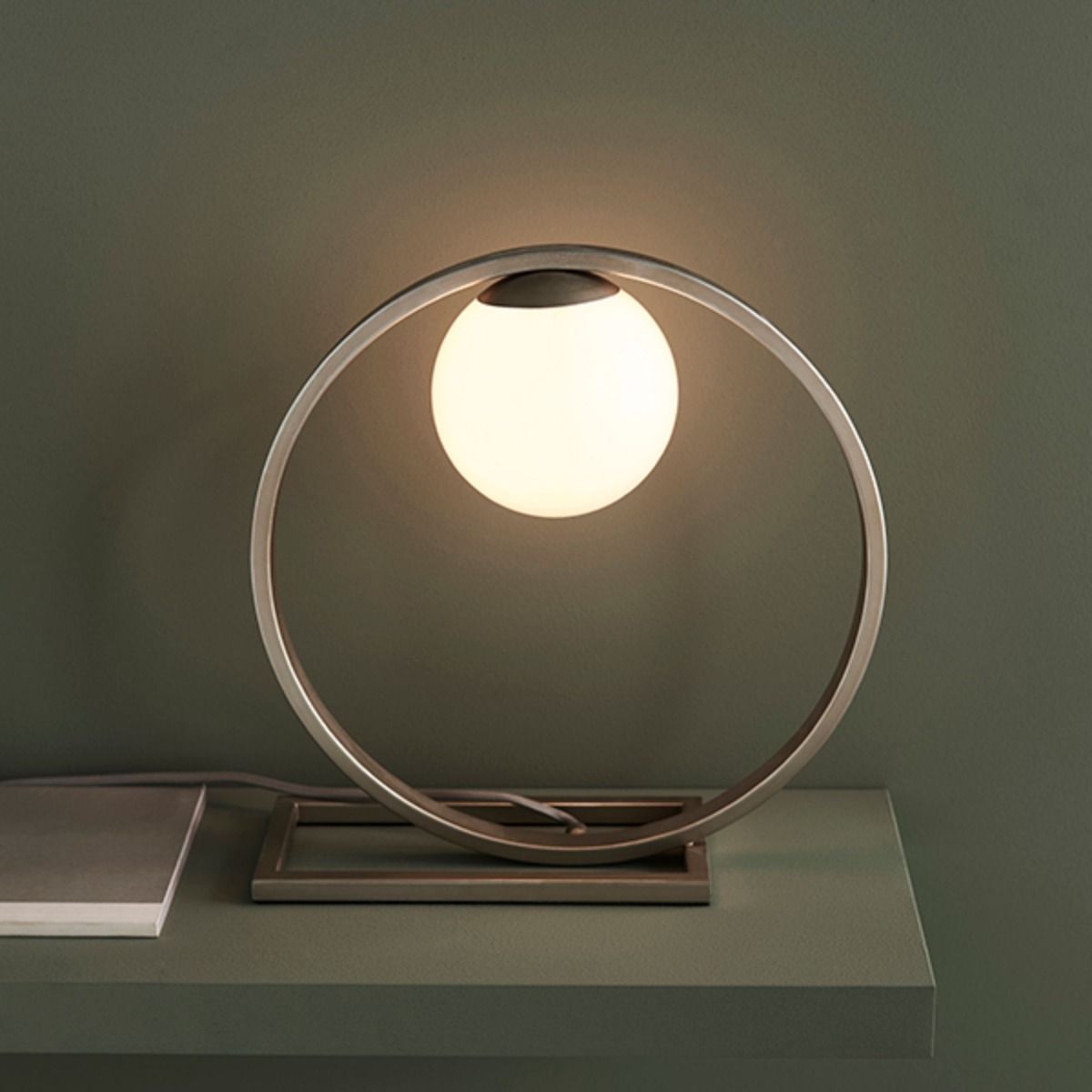 Bacqe Brushed Silver and Opal Table Lamp
