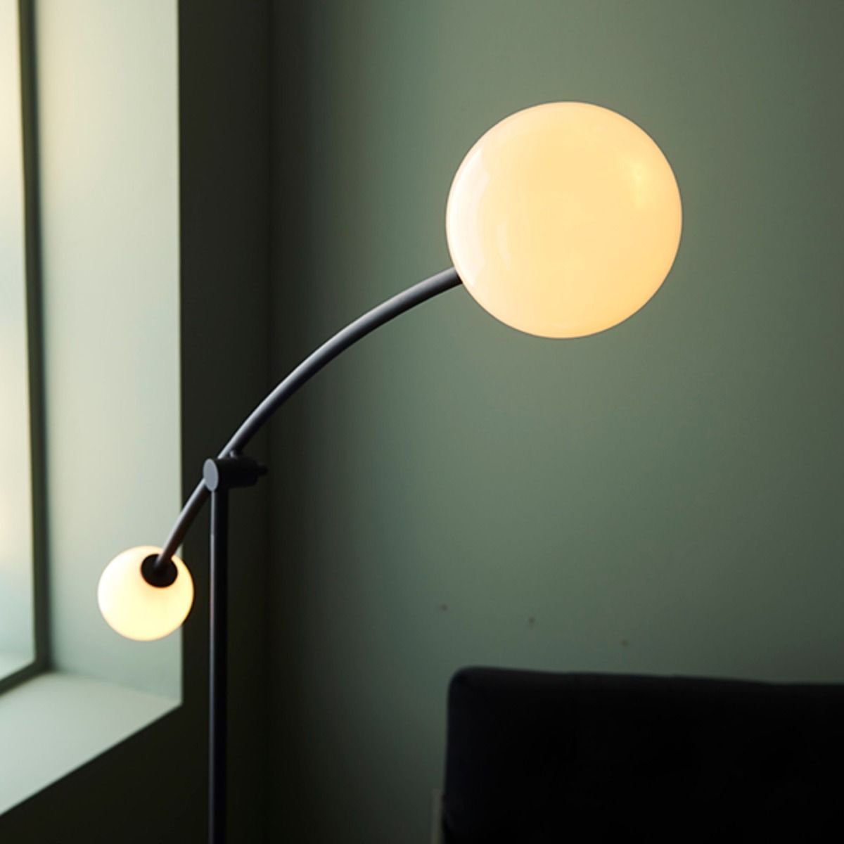 Izaro 2 Light Black and Opal Floor Lamp
