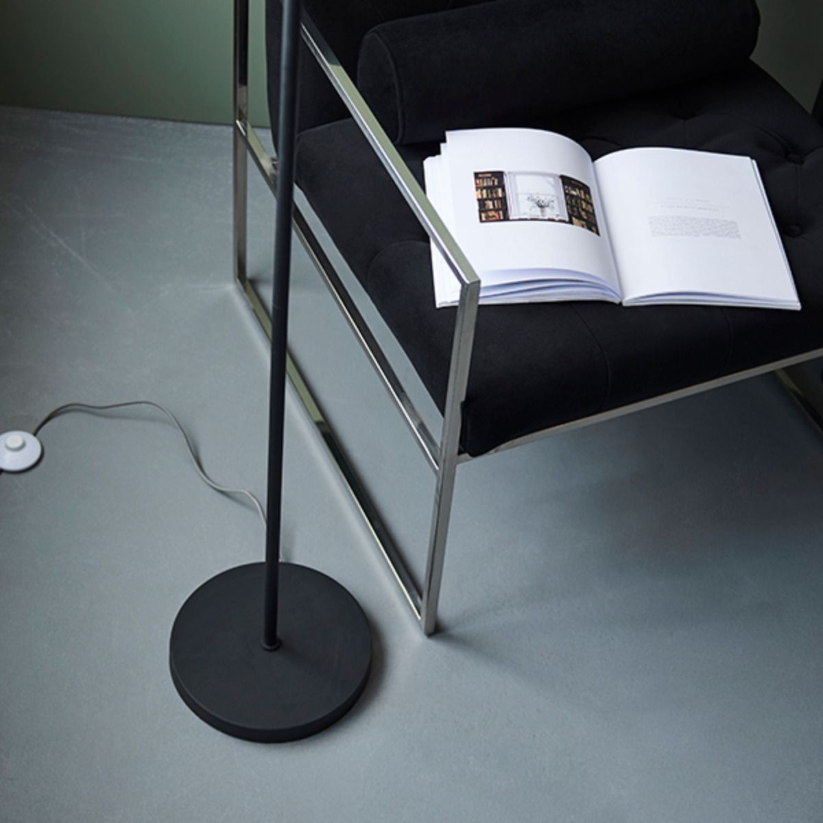 Izaro 2 Light Black and Opal Floor Lamp