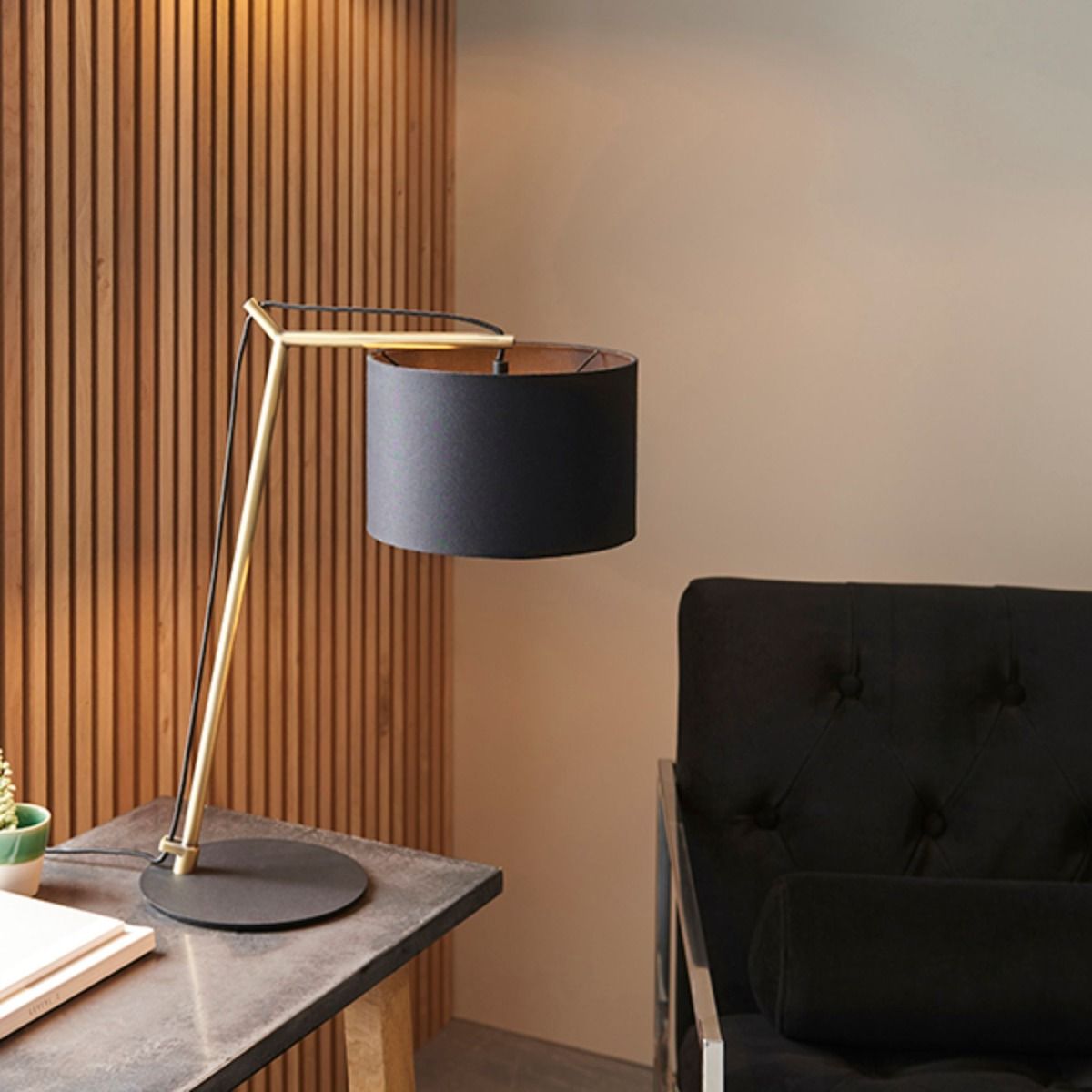 Zaira Brass and Black Desk Table Lamp