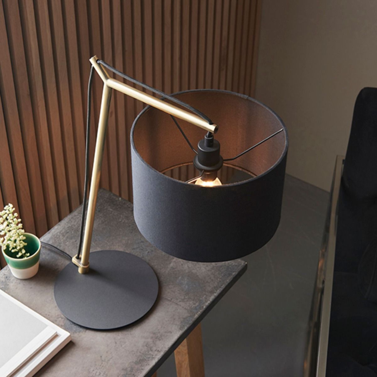 Zaira Brass and Black Desk Table Lamp