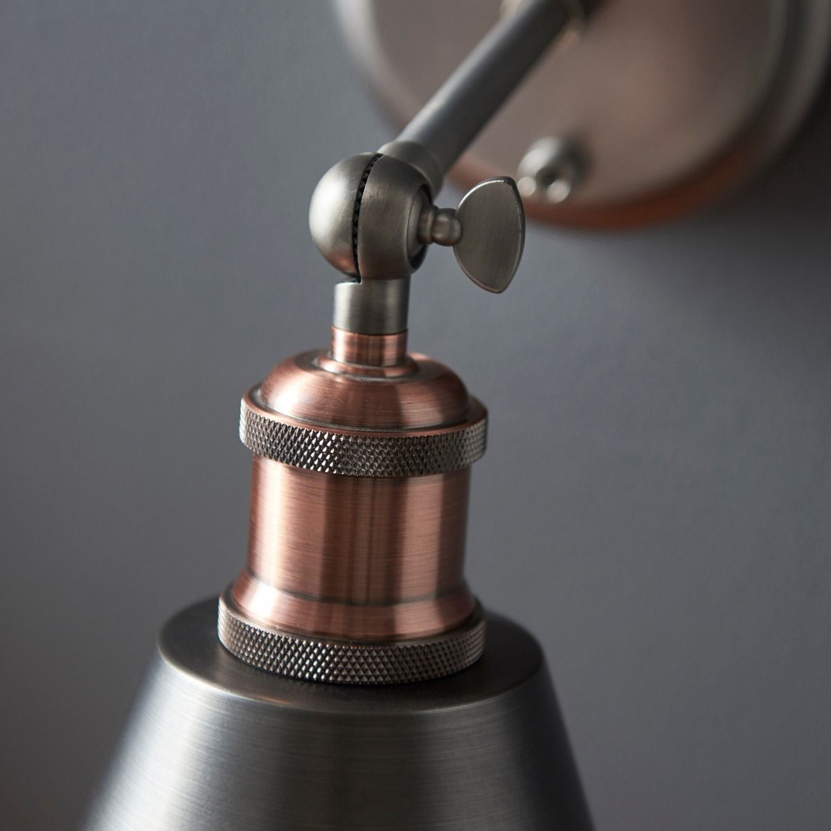 Hal 1 Light Pewter & Copper Wall Light