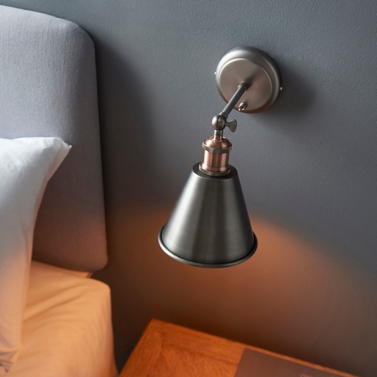 Hal 1 Light Pewter & Copper Wall Light
