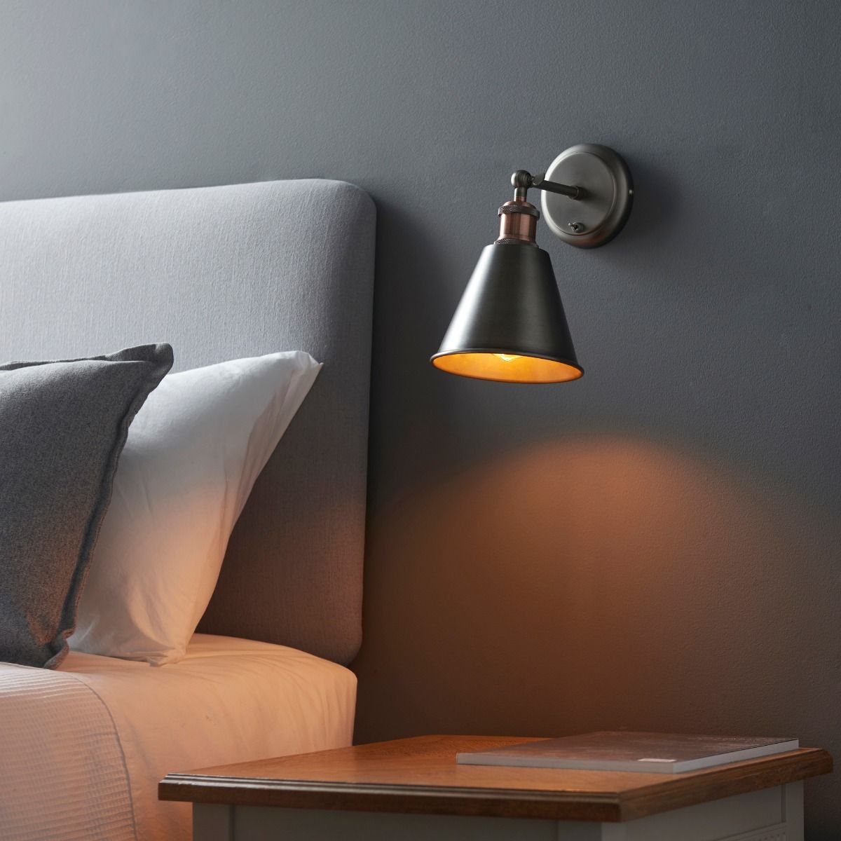 Hal 1 Light Pewter & Copper Wall Light