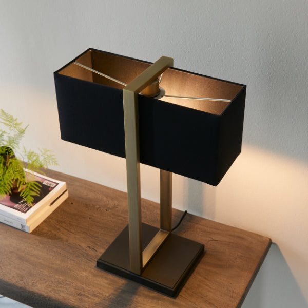 Kote Antique Brass & Black Table Lamp