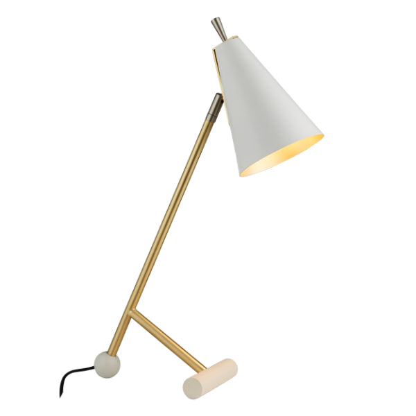 Anzor Cream & Satin Brass Desk Table Lamp