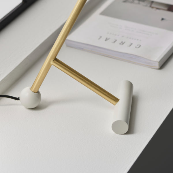 Anzor Cream & Satin Brass Desk Table Lamp