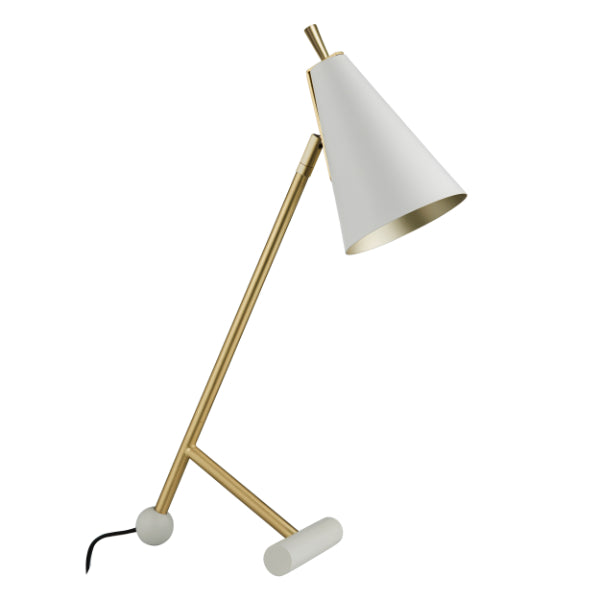 Anzor Cream & Satin Brass Desk Table Lamp