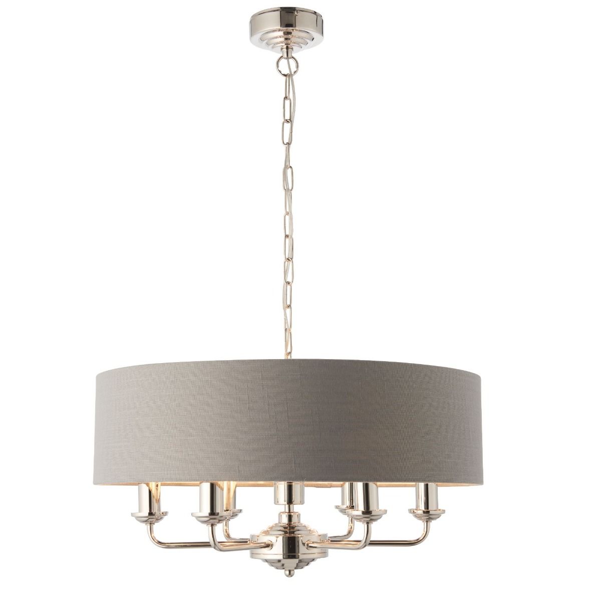 Highclere 6 Light Nickel & Charcoal Ceiling Pendant