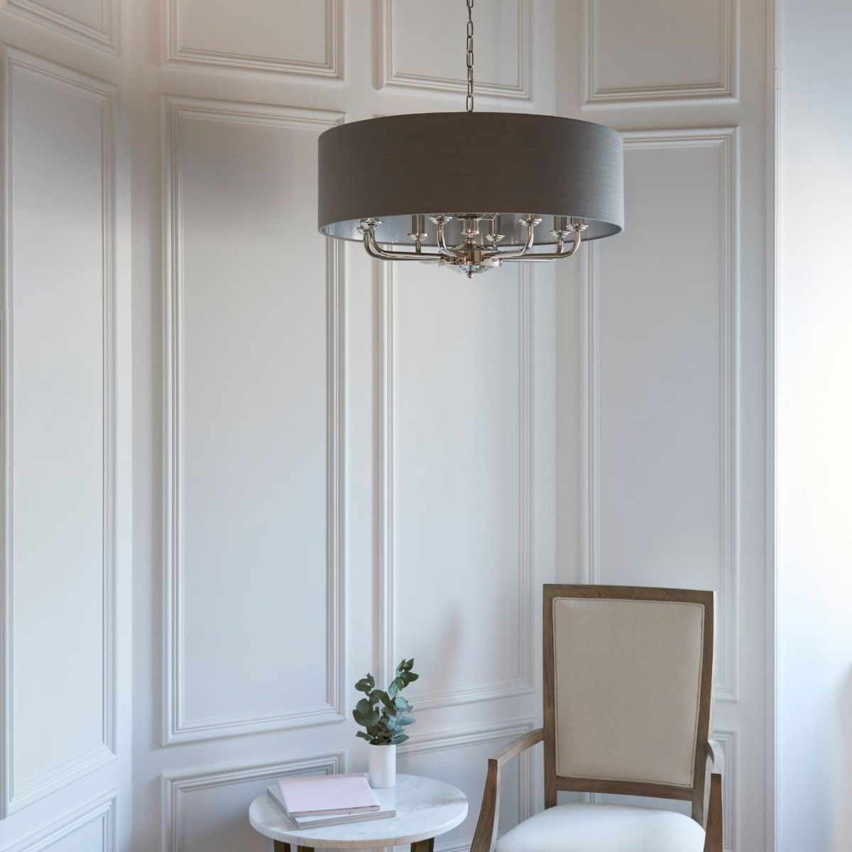 Highclere 6 Light Nickel & Charcoal Ceiling Pendant